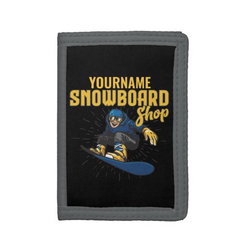 Custom Snow Boarder Snowboarding Shop Big Air  Trifold Wallet