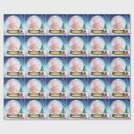 Custom Snow Globe Photo Christmas Wrapping Paper Zazzle