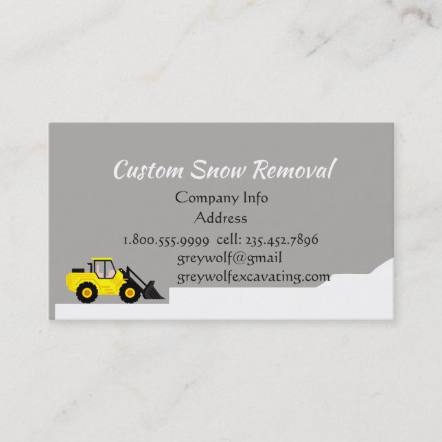Custom Snow Removal Bulldozer Business Business Card (Front)