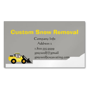 Custom Snow Removal Bulldozer Business Card Magnet