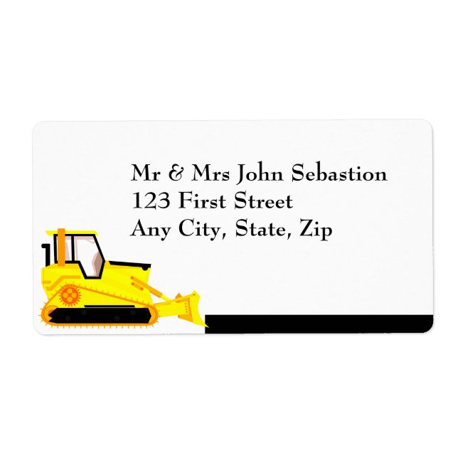 Custom Snow Removal Bulldozer Business Label (Front)