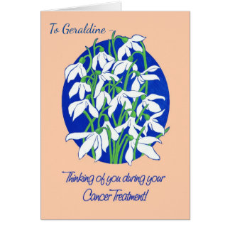 Custom Snowdrops on Blue Cancer Treatment Support Cards