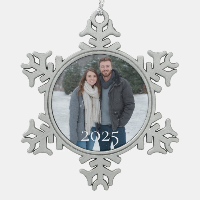 Custom Snowflake Photo Ornament 2025 Personalized (Front)