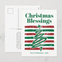Custom Snowflake Stripe Family Christmas Blessings