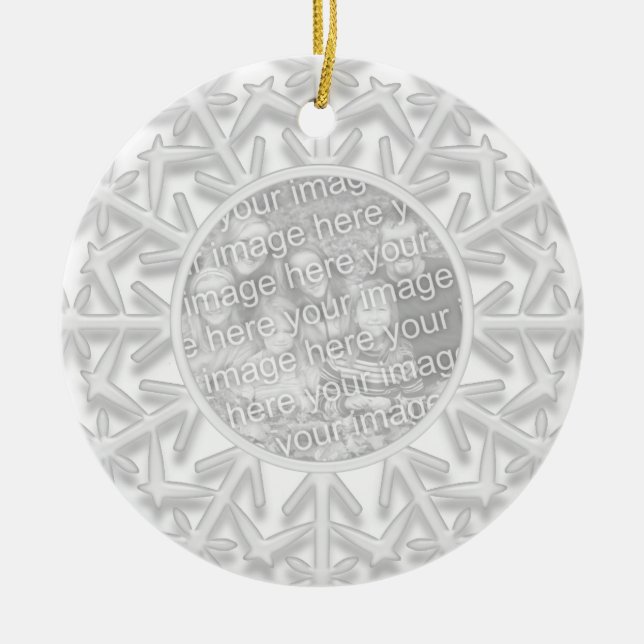 Custom Snowflake Winter Wedding Photo Ornament (Front)