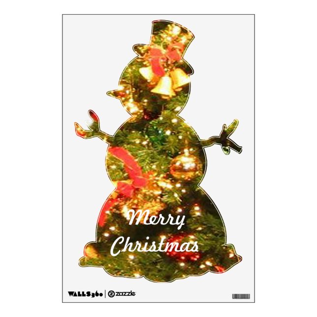 Custom snowman as decorated christmas tree wall decal (Front)