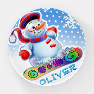 Custom Snowman Christmas glass dome paperweight