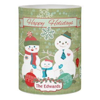 Custom Snowman Family Christmas LED Candle