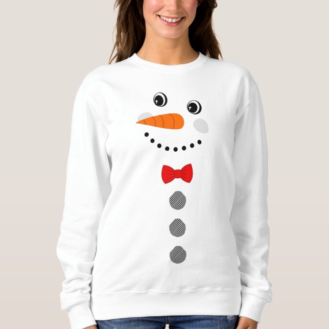 Custom Snowman Red Bowtie Black Buffalo Buttons  Sweatshirt (Front)