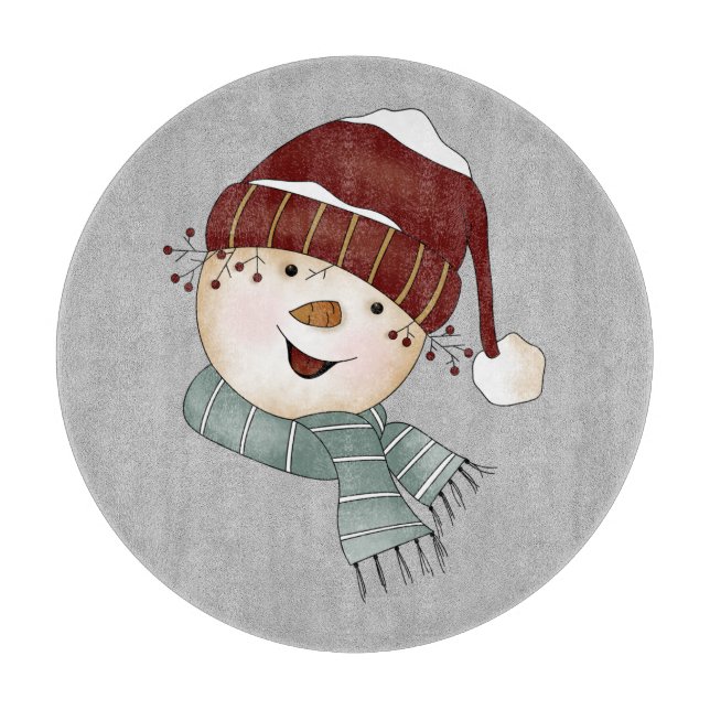 Custom Snowman Winter Christmas Cutting Board (Front)