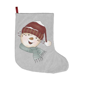 Custom Snowman Winter Christmas Large Christmas Stocking by Home_Sweet_Holiday at Zazzle