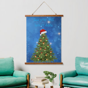 Custom Snowy Christmas Tree Wall Tapestry