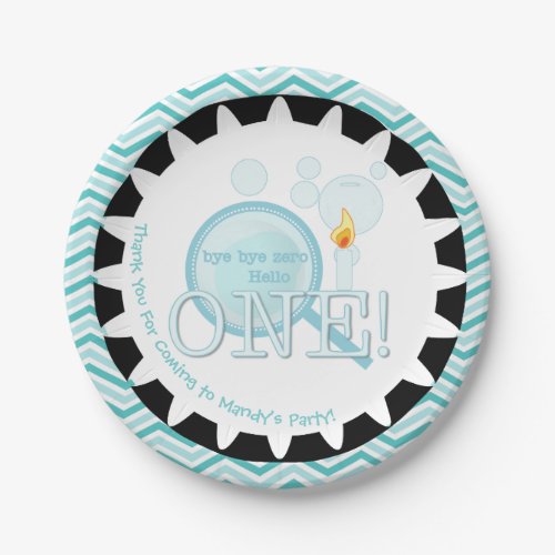 Custom Soap Bubbles 1st Happy Birthday Paper Plate