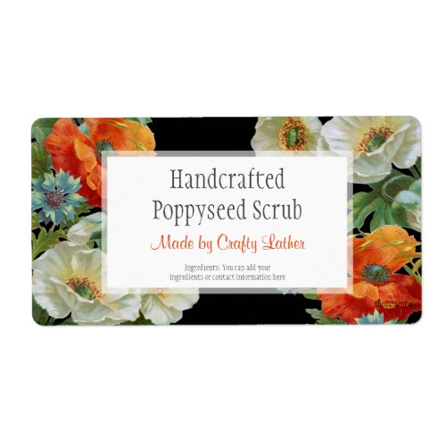Custom Soap or Craft Poppy Cornflowers Labels