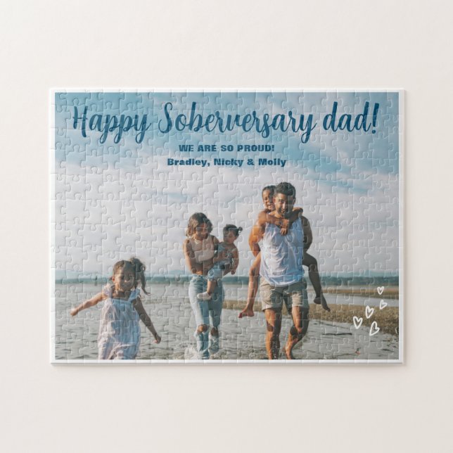 Custom Sober Anniversary Dad 1 Photo Personalized Jigsaw Puzzle (Horizontal)
