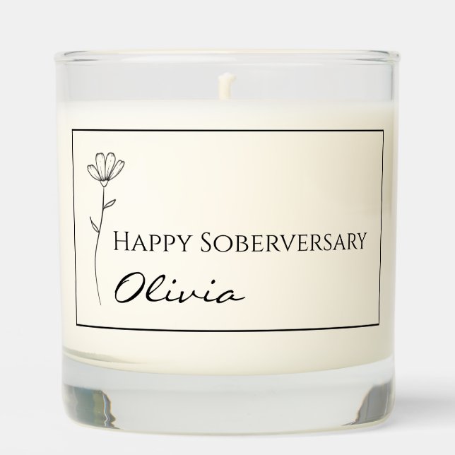 Custom Sober Anniversary Keepsake Any Name & Date Scented Candle (Front)
