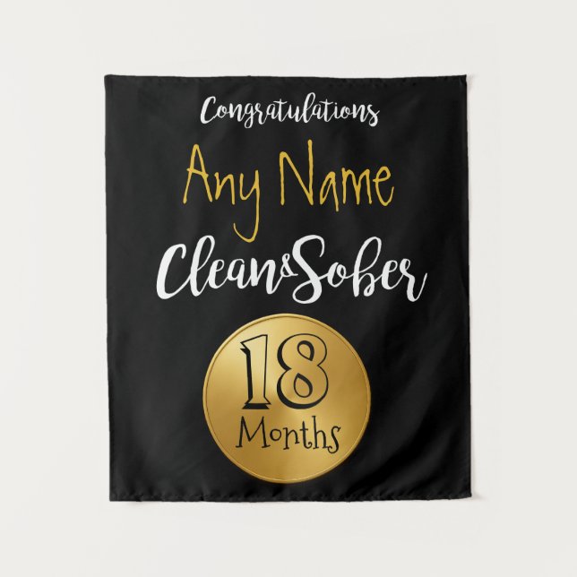 Custom Sober birthday anniversary gift tapestry  (Front)