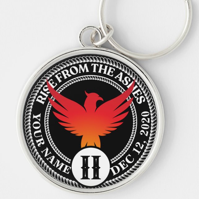 Custom Sober Coin Medallion with Phoenix Keychain (Front)