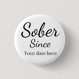 Custom “Sober Since” Keychain - Sobriety Date Button