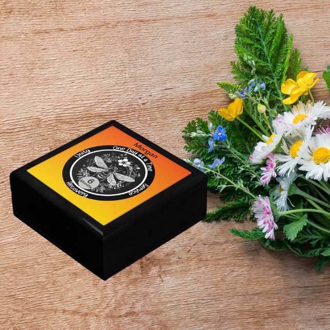 Custom Sobriety Anniversary Gift - Bee and Floral Box (Creator Uploaded)