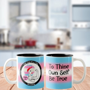 Custom Sobriety Milestone Gift – Trans Pride Two-Tone Coffee Mug