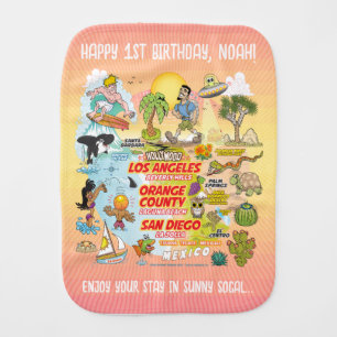 Custom SoCal Paradise Baby Burp Cloth