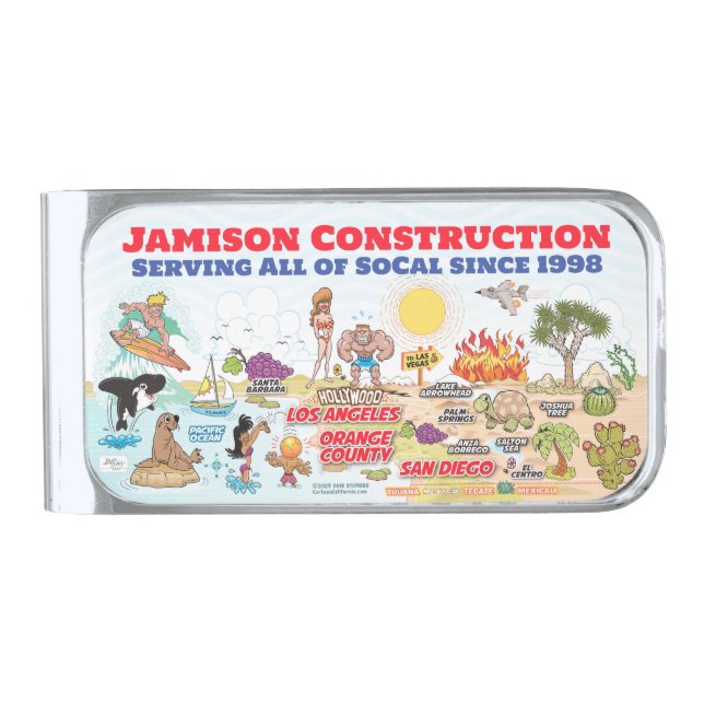 Custom SoCal Silver Finish Money Clip (Front)