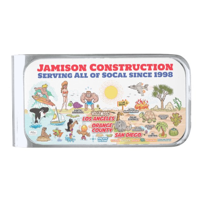 Custom SoCal Silver Finish Money Clip (Front)