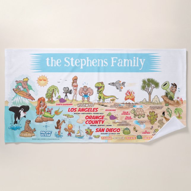 Custom SoCal Sunset Beach Blanket (Front)