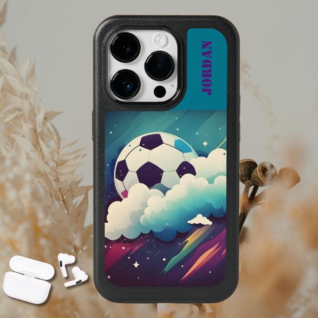 Custom Soccer Ball Clouds Stars Personalized Otterbox iPhone Case (Creator Uploaded)