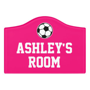 Custom soccer ball door sign for kid's bedroom