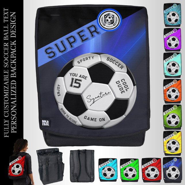 Custom Soccer Ball Gifts for Boys | Sporty Blue Backpack (Creator Uploaded)