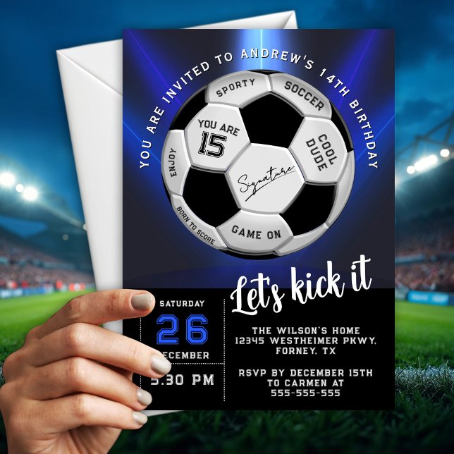 Custom Soccer Ball Modern Birthday Fully Editable Invitation (Creator Uploaded)