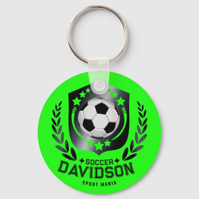 Custom Soccer Ball | Personalized Text  Gift Keychain (Front)