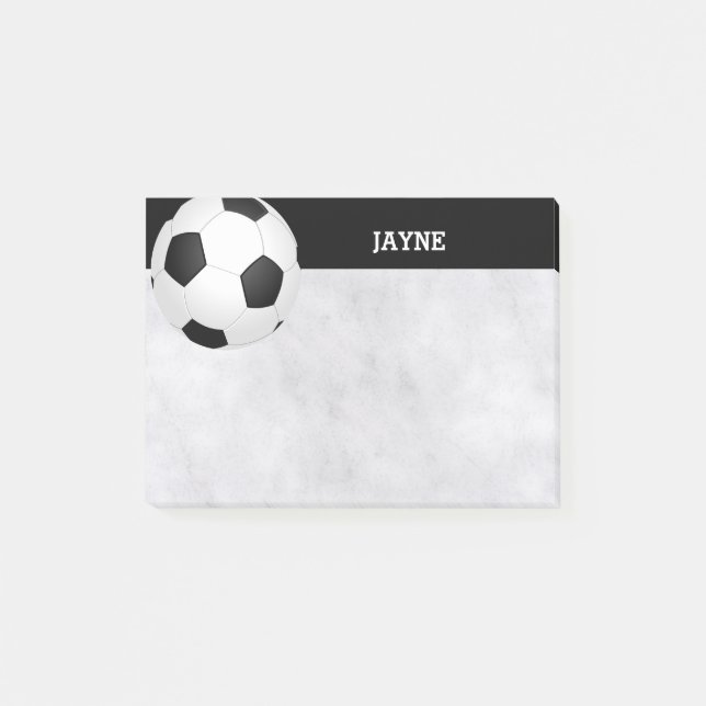 custom soccer ball post it note black and white (Front)