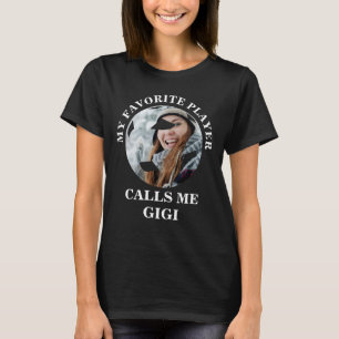 Custom soccer ball shape photo my favorite player  T-Shirt