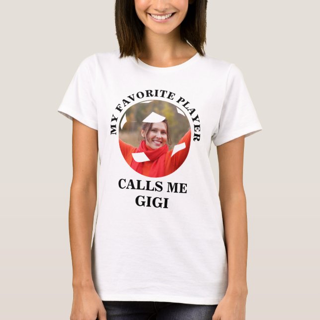 Custom soccer ball shape photo my favorite player T-Shirt (Front)