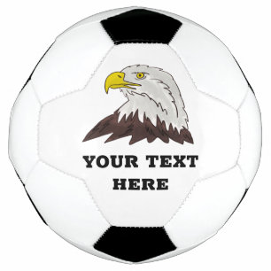 Custom soccer ball with big bald eagle head logo
