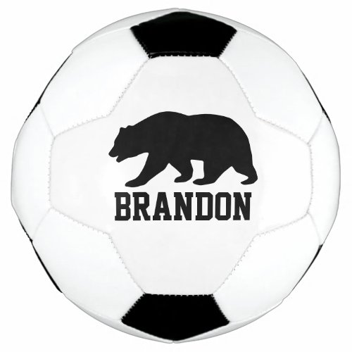 Custom soccer ball with big black bear logo