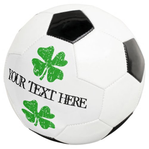 Custom soccer ball with green lucky clover