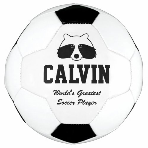 Custom soccer ball with raccoon cartoon for kids