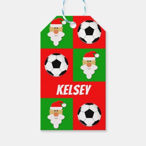 Custom Soccer Balls  Santa Clause Christmas Gift Gift Tags