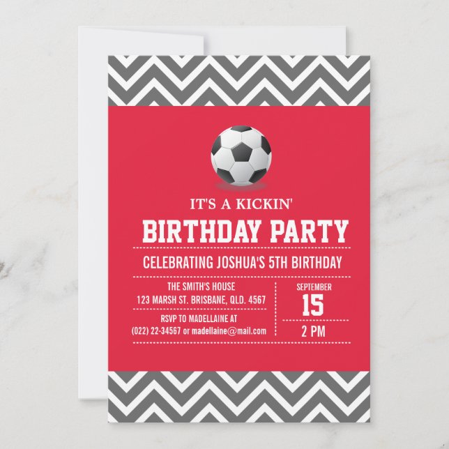 Custom Soccer Birthday Party Invitation for Boy (Front)