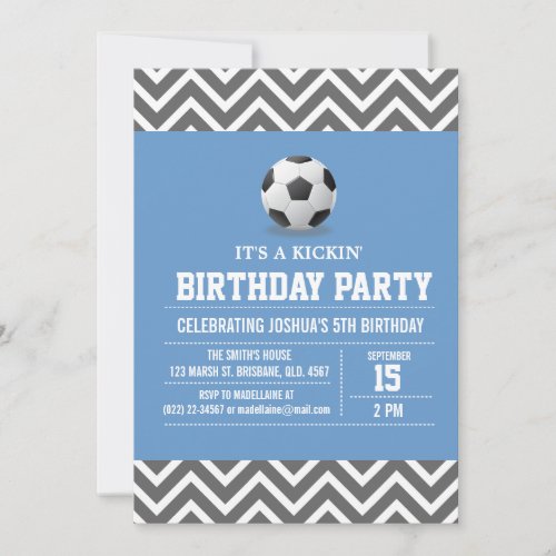 Custom Soccer Birthday Party Invitation for Boy
