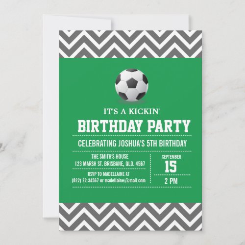 Custom Soccer Birthday Party Invitation for Boy