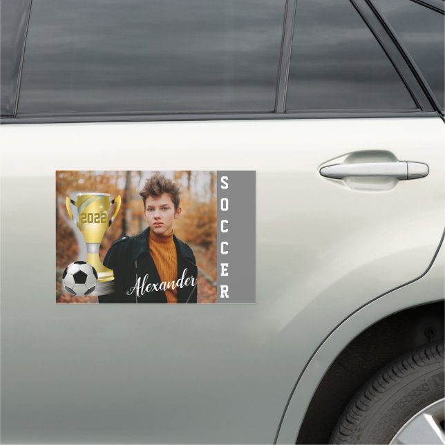 Custom Soccer Champion Photo Gift for Boys Car Magnet (In Situ)
