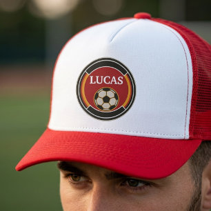 Custom Soccer Crest Personalized Name Football Fan Trucker Hat