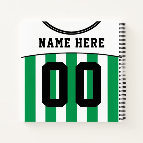 Custom Soccer Football Green Stripes Jersey   Notebook