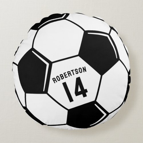 Custom Soccer Football Name Number Round Pillow
