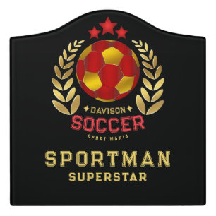 Custom Soccer Logo Birthday Gifts Door Sign